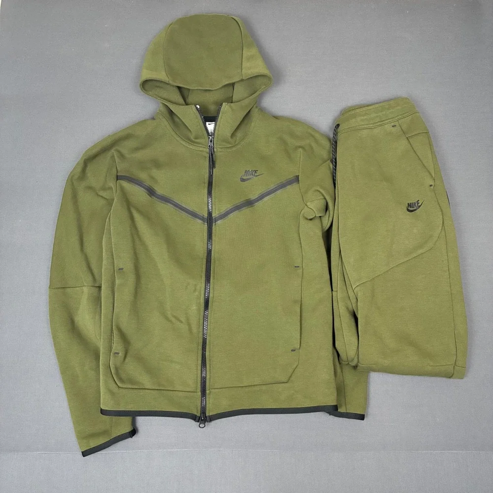 Nike Tech Fleece Full Set Men's Size XS Olive Green Hoodie and Sweatpants